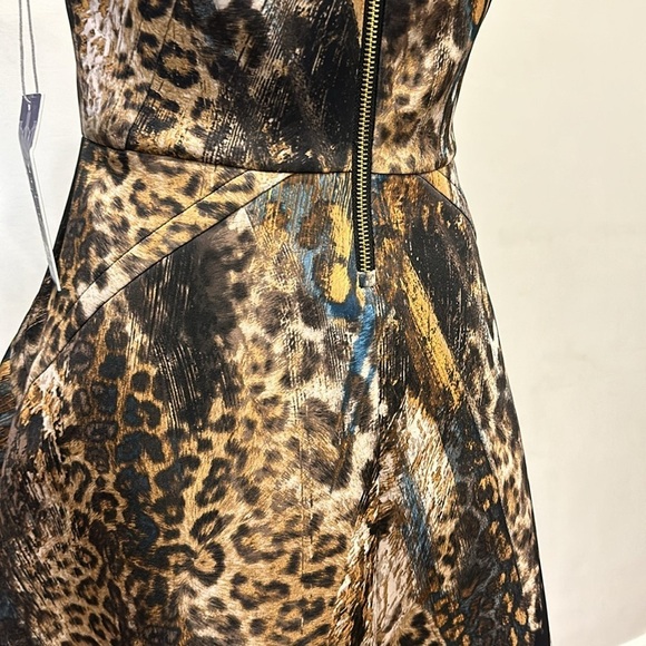 Jennifer Lopez Sleeveless Fit and Flare Scuba Cocktail Dress Leopard Print - Picture 8 of 15